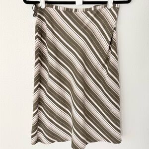 Banana Republic Olive and Cream Diagonal-Stripe Midi Skirt